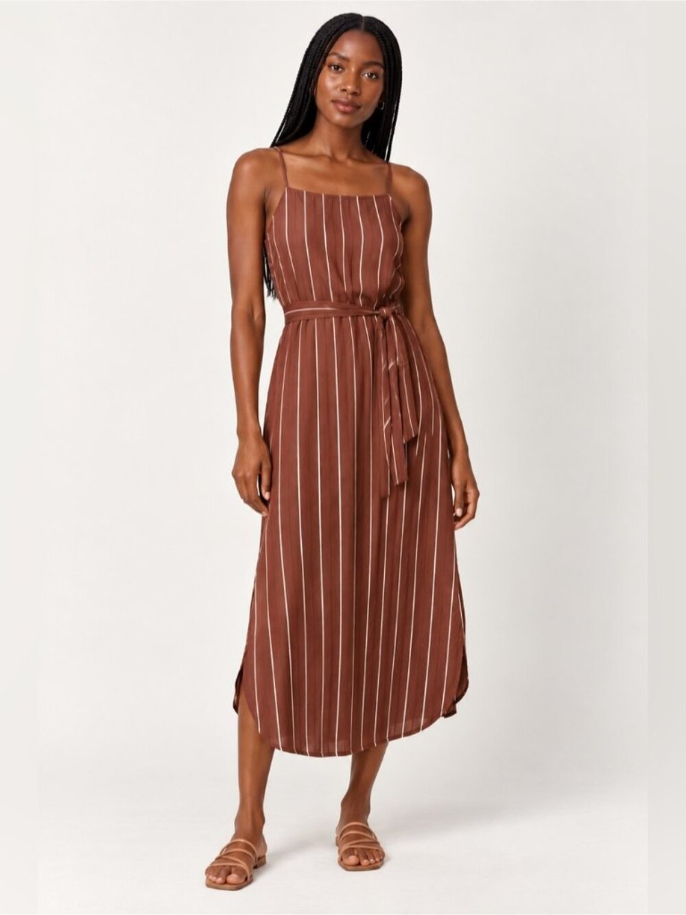 RW&CO Brown & White Striped Maxi Dress | Size S/P